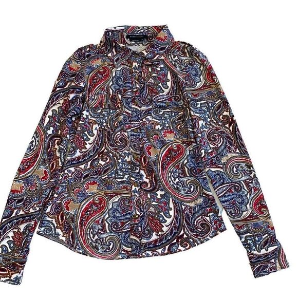 BCBG Maxazria EUC Ladies Western Paisley Buttondown Shirt Rodeo Wrinkle Free PS - Picture 1 of 6